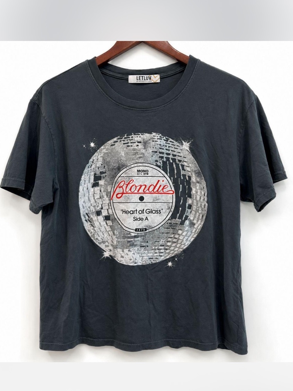 Letluv By Anthropologie Blondie Heart Of Glass Disco Ball Tee, Women's Medium